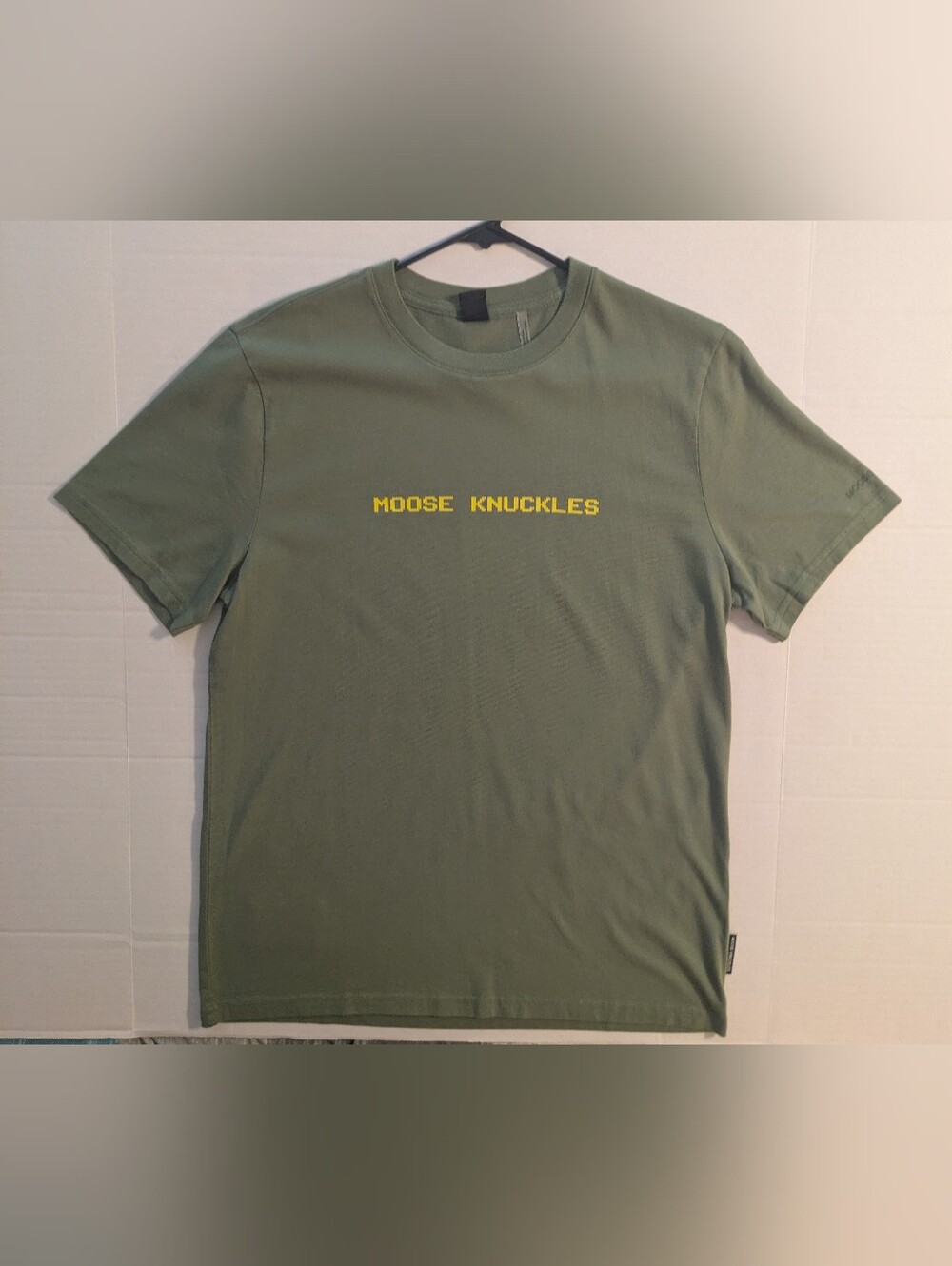 Moose Knuckles Men's Olive Green Short-Sleeve T-Shirt w/ Yellow Logo- Sm (NWOT)
